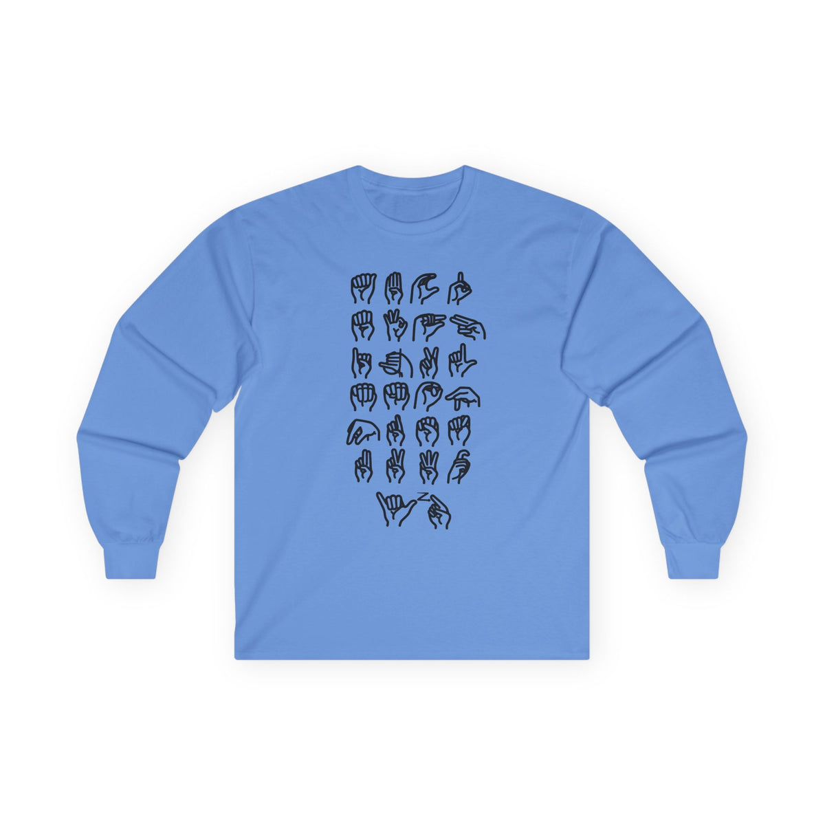 ADULT ASL Alphabet Long Sleeve Tee...ASL...Gildan 2400