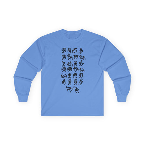 ADULT ASL Alphabet Long Sleeve Tee...ASL...Gildan 2400