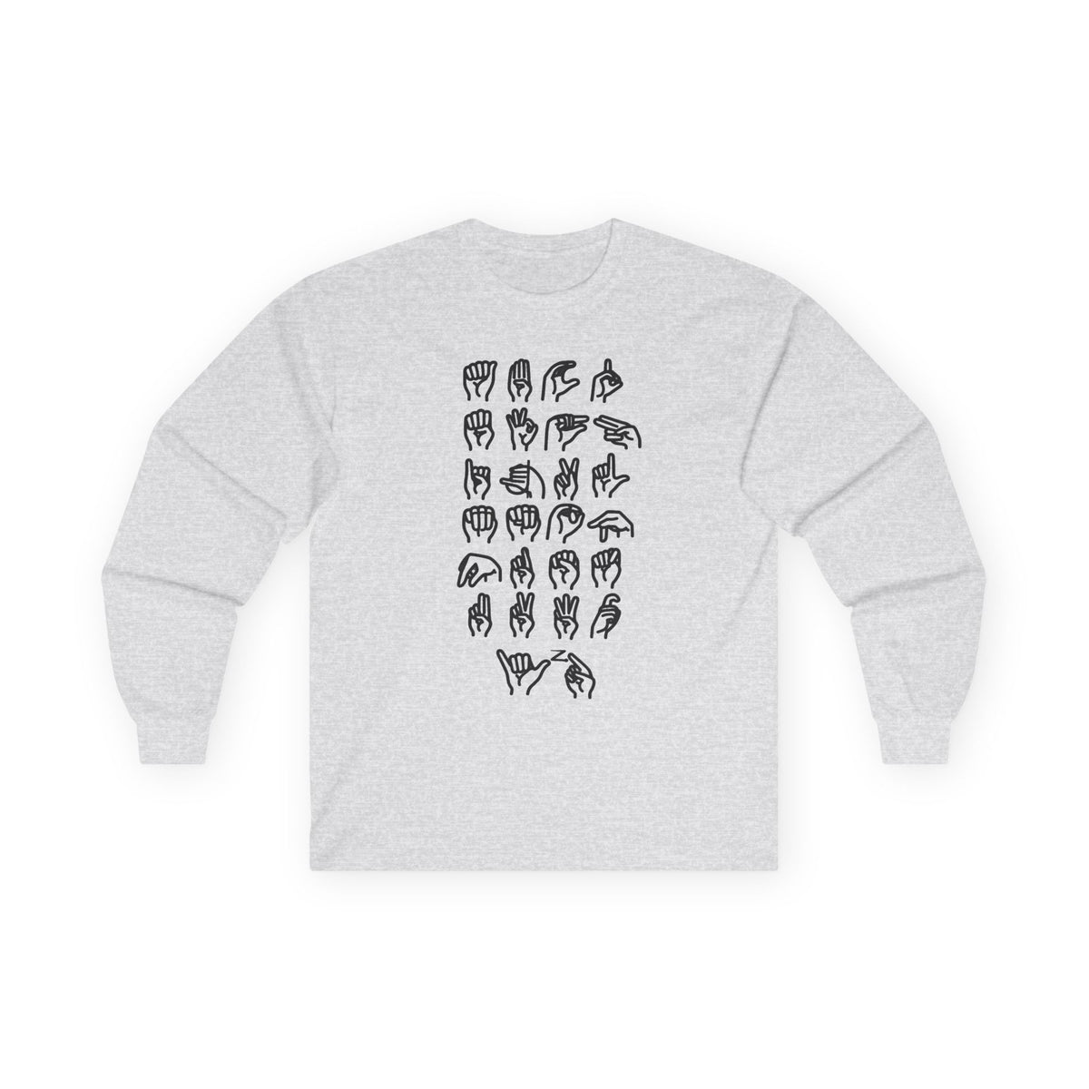 ADULT ASL Alphabet Long Sleeve Tee...ASL...Gildan 2400