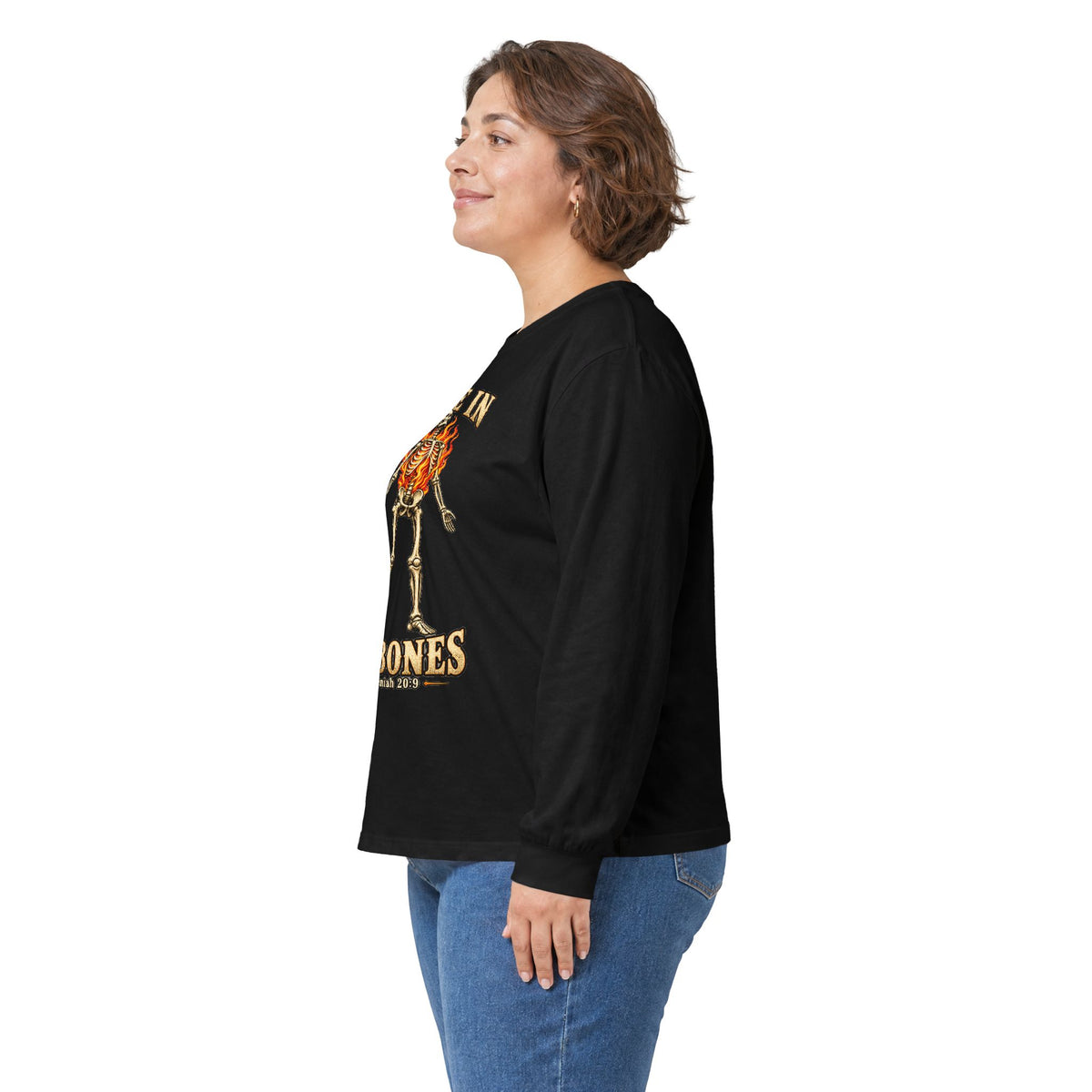 Fire In My Bones Skeleton Long Sleeve  Gildan Tee
