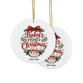 Baby's First Christmas Ceramic Ornament — Personalized 2-Side Round Holiday Decoration