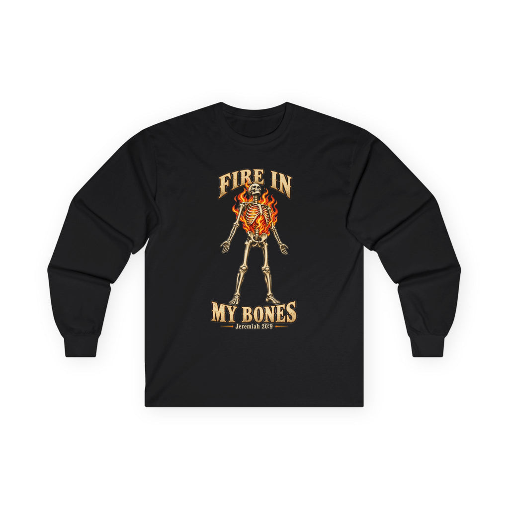 Fire In My Bones Skeleton Long Sleeve  Gildan Tee