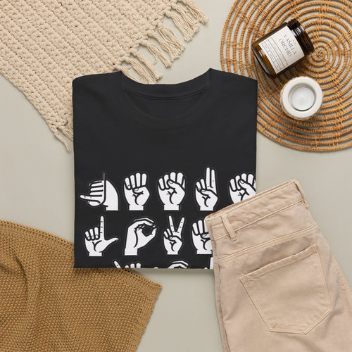 ASL Alphabet T-Shirt  Jesus Loves You....Faith/ASL...Gildan 5000