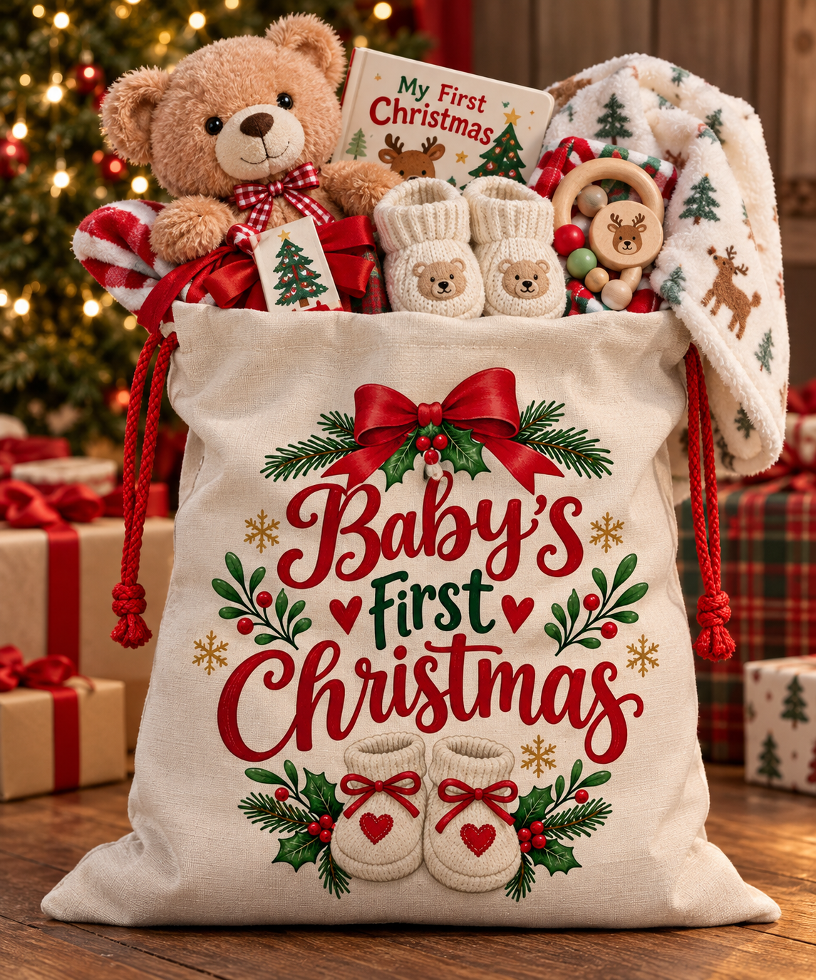 Personalize Baby's 1st Christmas Bag...Green PRINT