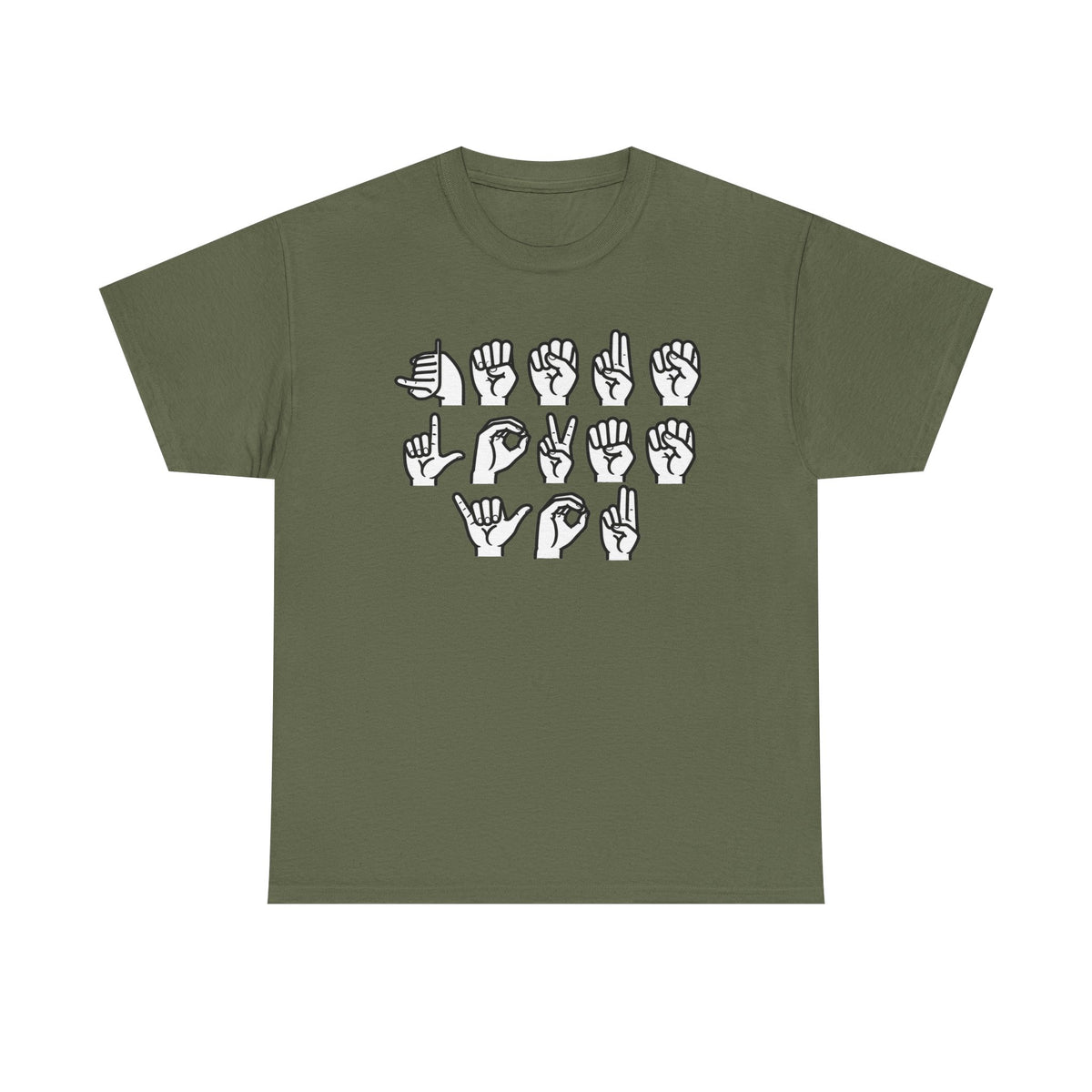 ASL Alphabet T-Shirt  Jesus Loves You....Faith/ASL...Gildan 5000