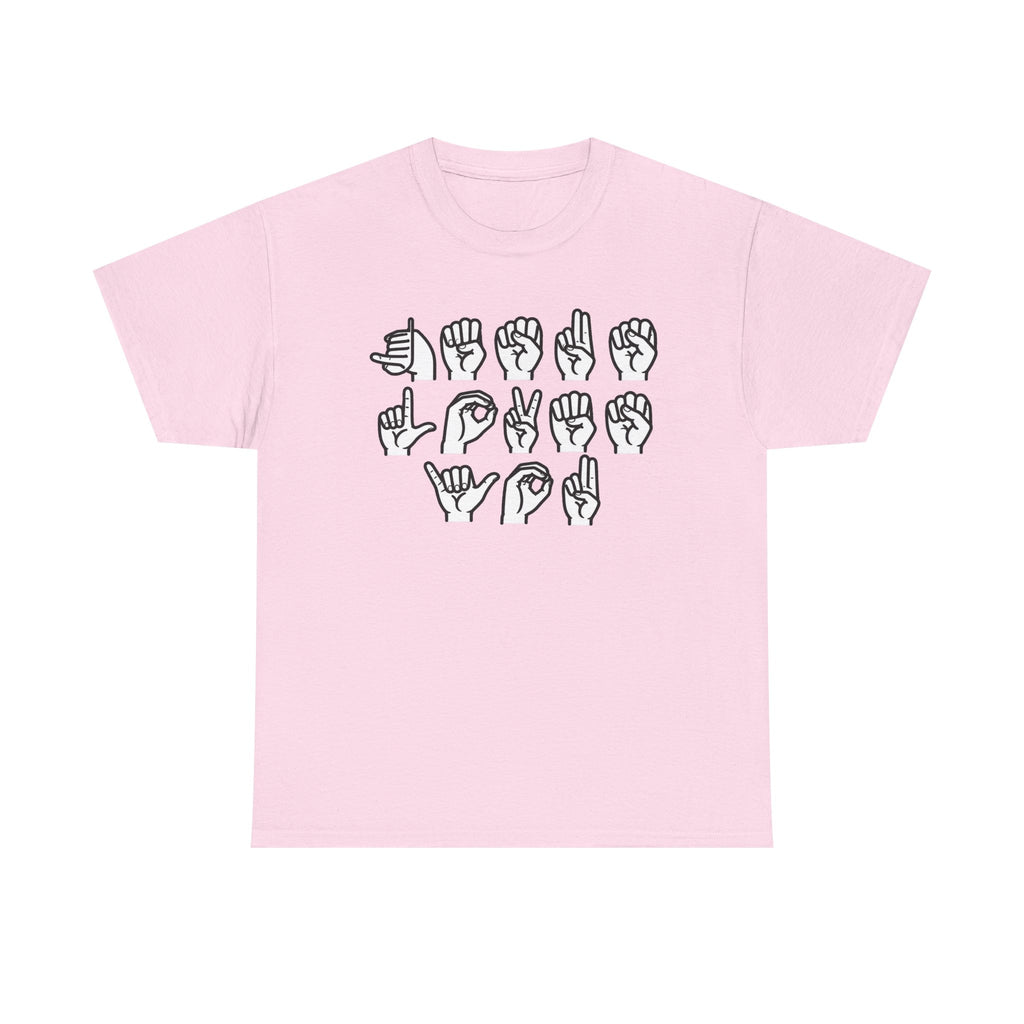 ASL Alphabet T-Shirt  Jesus Loves You....Faith/ASL...Gildan 5000
