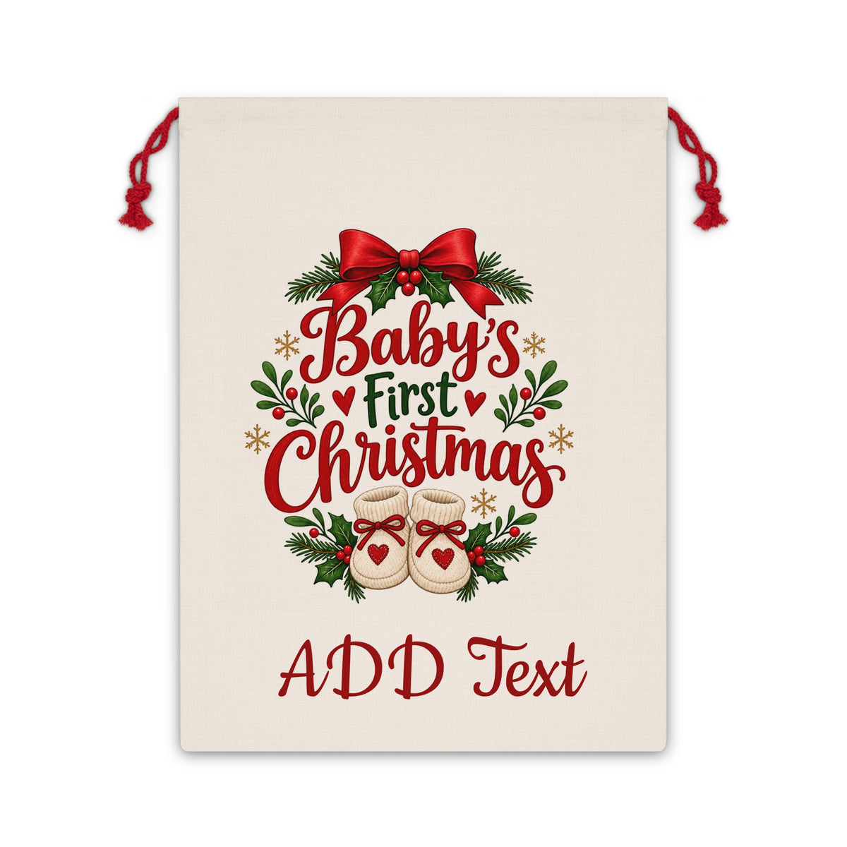 Personalize Baby's First Christmas Bag (Text Personalization Only) RED Font