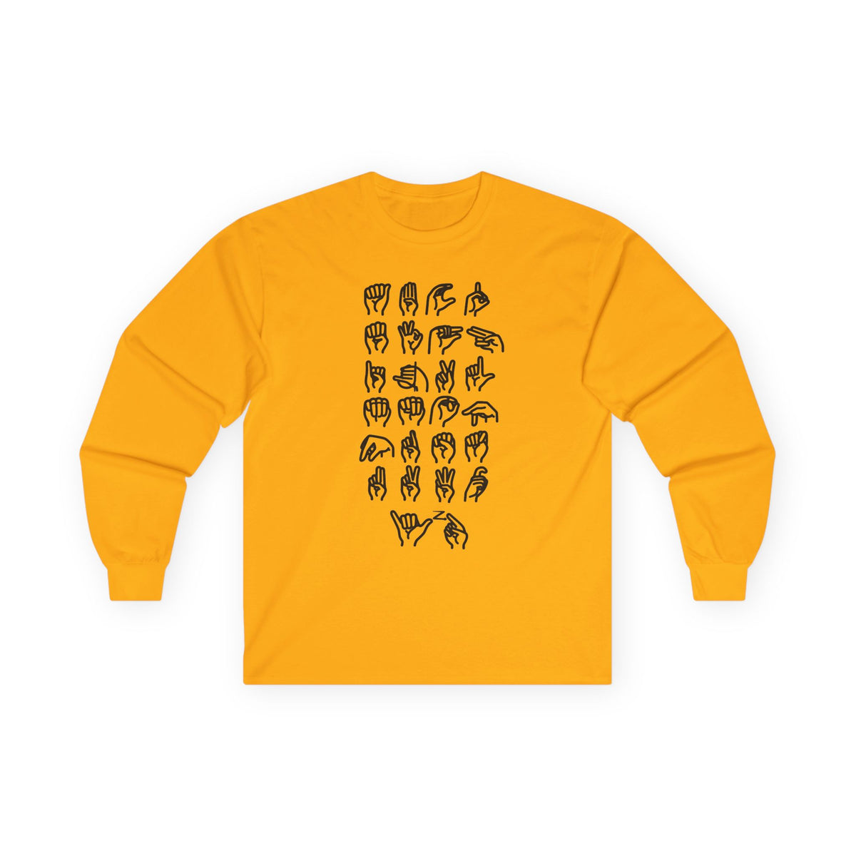 ADULT ASL Alphabet Long Sleeve Tee...ASL...Gildan 2400